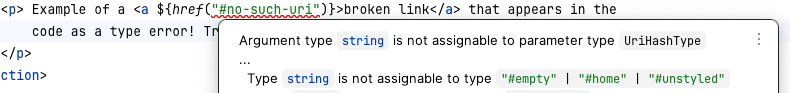 screenshot of the type error